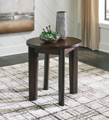 3 Brothers Decor - Ashley Furniture - Korestone 2 End Table - Round End Table / Dark Brown - T657-6