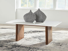 3 Brothers Decor - Ashley Furniture - Isanti Coffee Table - Rectangular Cocktail Table / Light Brown/White - T662-1