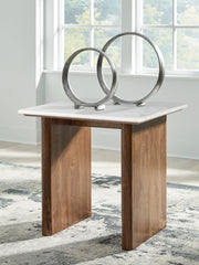 3 Brothers Decor - Ashley Furniture - Isanti End Table - Square End Table / Light Brown/White - T662-3