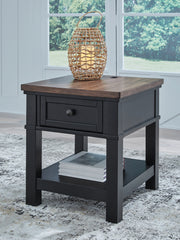 3 Brothers Decor - Ashley Furniture - Wildenauer End Table - Rectangular End Table / Brown/Black - T664-3
