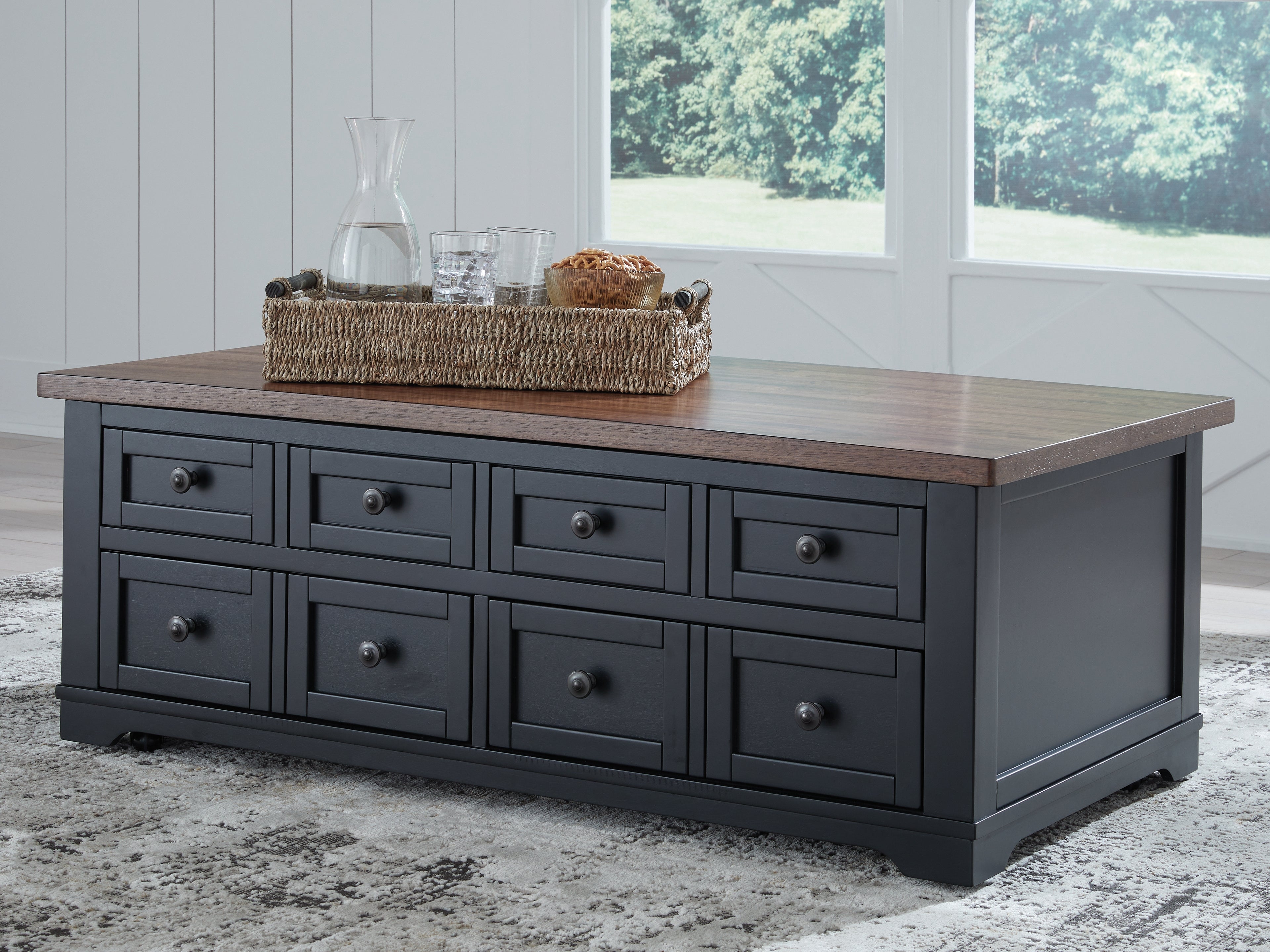 3 Brothers Decor - Ashley Furniture - Wildenauer Lift-Top Coffee Table - Lift Top Cocktail Table / Brown/Black - T664-9