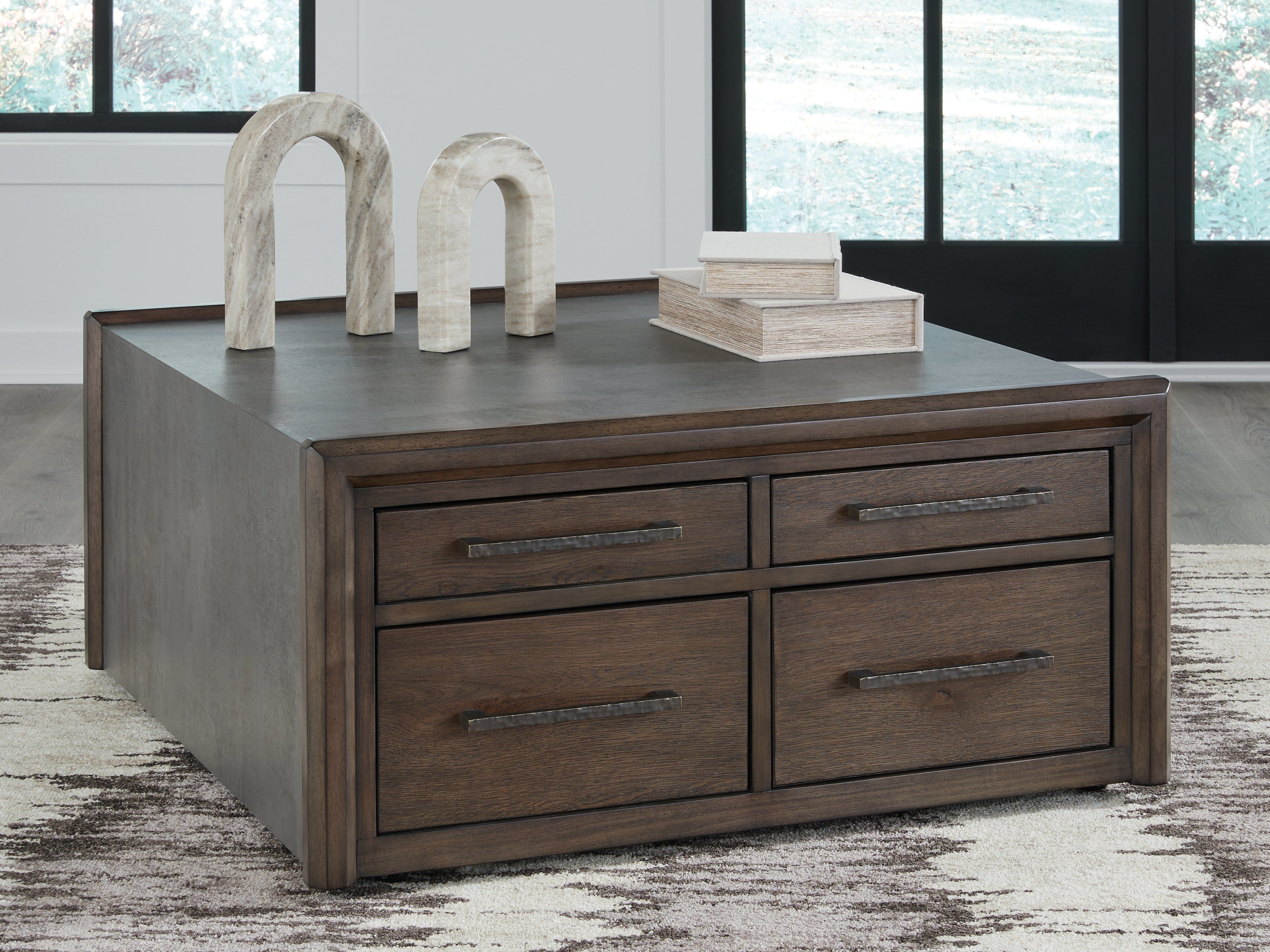 3 Brothers Decor - Ashley Furniture - Kallenny Coffee Table - Square Cocktail Table / Brown/Gray - T669-8