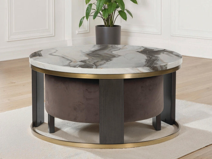 3 Brothers Decor - Ashley Furniture - Jazmore Nesting Coffee Table (Set of 2) - Nesting Cocktail Tables (Set of 2) / Brown/Brass Finish - T671-22