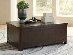 3 Brothers Decor - Ashley Furniture - Breckington Coffee Table With Storage - Cocktail Table with Storage / Dark Brown - T678-20