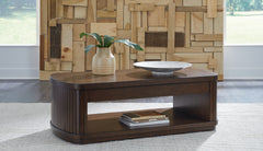 3 Brothers Decor - Ashley Furniture - Korestone Lift-Top Coffee Table - Lift Top Cocktail Table / Dark Brown - T679-9