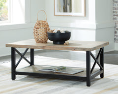 3 Brothers Decor - Ashley Furniture - Bristenfort Coffee Table - Rectangular Cocktail Table / Brown/Black - T685-1