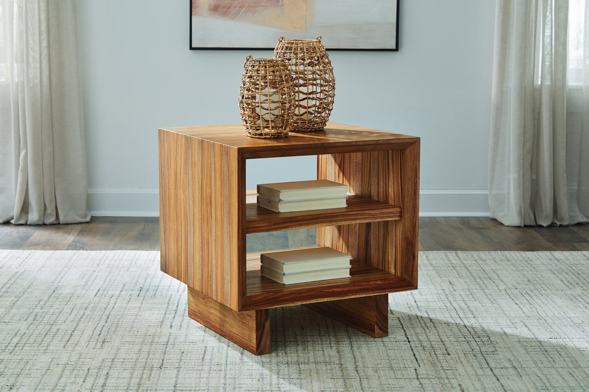 3 Brothers Decor - Ashley Furniture - Dressonni End Table - Square End Table / Brown - T690-2