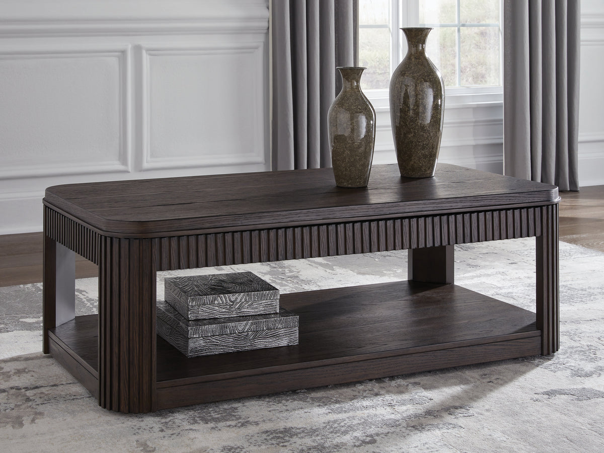 3 Brothers Decor - Ashley Furniture - Carlibrie Lift-Top Coffee Table - Lift Top Cocktail Table / Warm Brown - T700-9