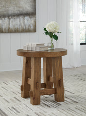 3 Brothers Decor - Ashley Furniture - Mackifeld End Table - Round End Table / Warm Brown - T724-6