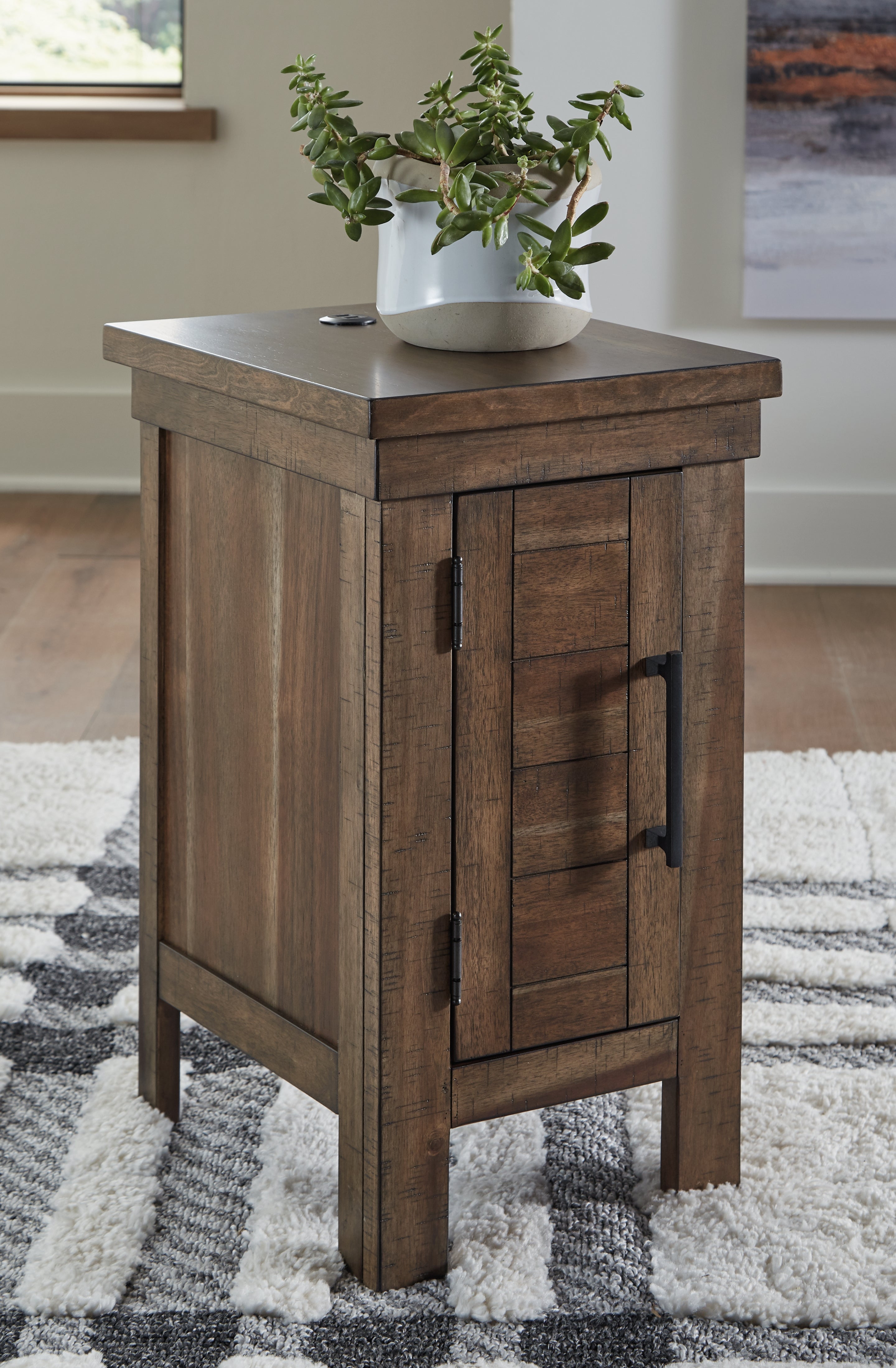 3 Brothers Decor - Ashley Furniture - Moriville Chairside End Table - Chair Side End Table / Grayish Brown - T731-7