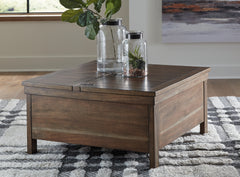 3 Brothers Decor - Ashley Furniture - Moriville Lift-Top Coffee Table - Lift Top Cocktail Table / Grayish Brown - T731-9
