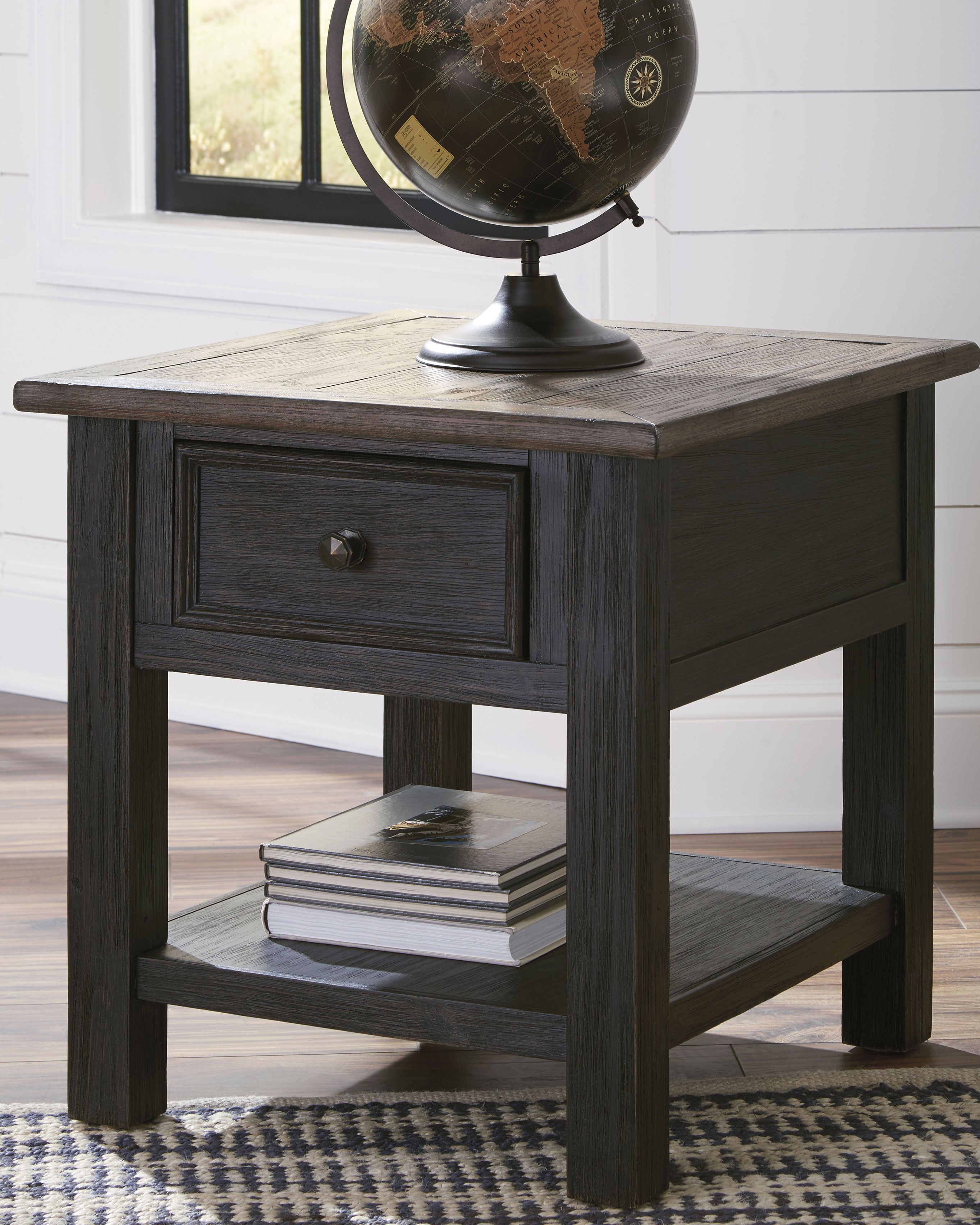 3 Brothers Decor - Ashley Furniture - Tyler Creek End Table - Rectangular End Table / Grayish Brown/Black - T736-3