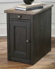3 Brothers Decor - Ashley Furniture - Tyler Creek Chairside End Table with USB Ports & Outlets - Chair Side End Table / Grayish Brown/Black - T736-7