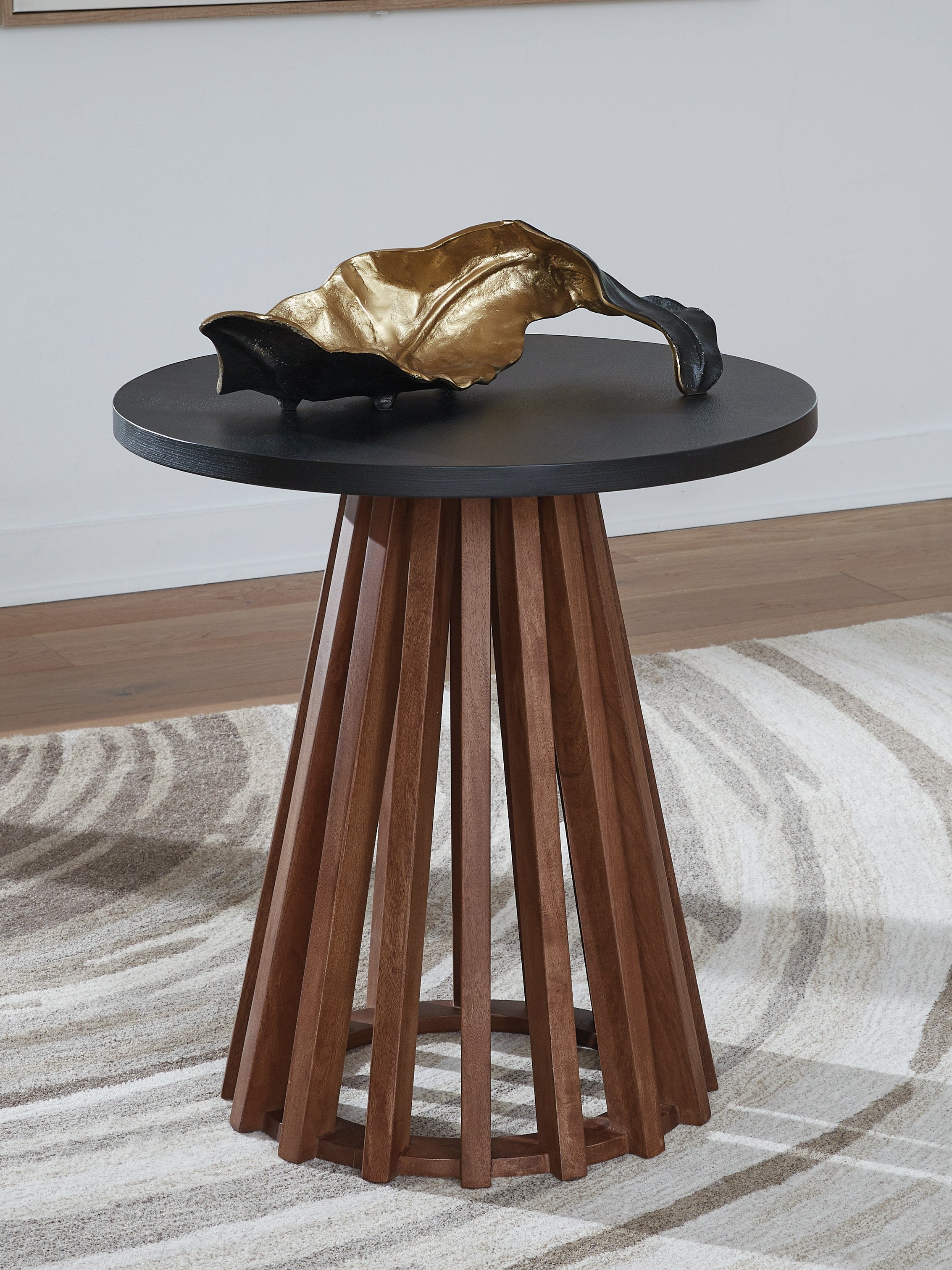 3 Brothers Decor - Ashley Furniture - Kallari End Table - Round End Table / Warm Brown/Black - T737-6
