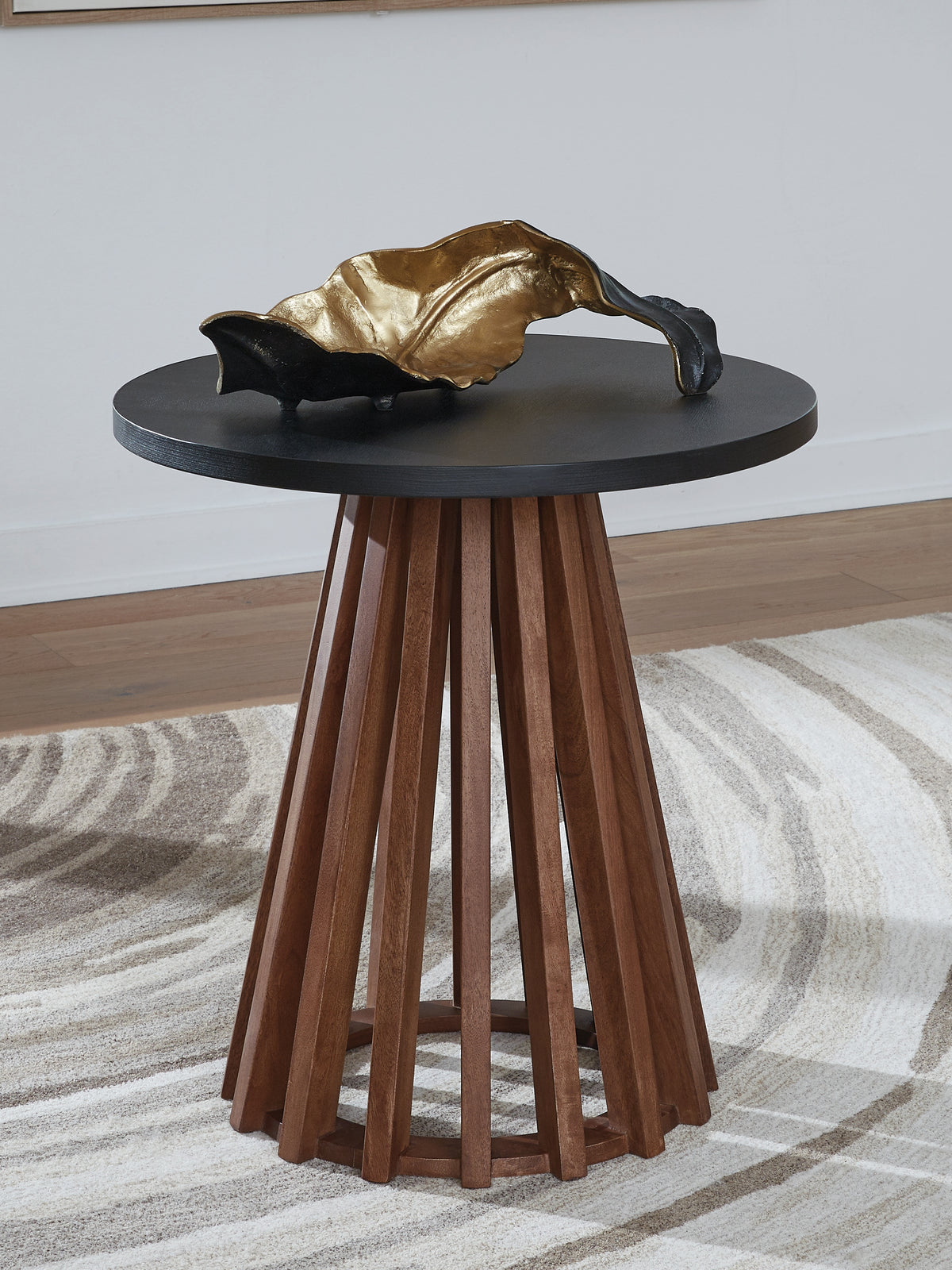 3 Brothers Decor - Ashley Furniture - Kallari End Table - Round End Table / Warm Brown/Black - T737-6