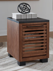 3 Brothers Decor - Ashley Furniture - Kallari Chairside End Table - Chair Side End Table / Warm Brown/Black - T737-7