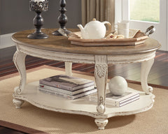 3 Brothers Decor - Ashley Furniture - Realyn Coffee Table - Oval Cocktail Table / White/Brown - T743-0