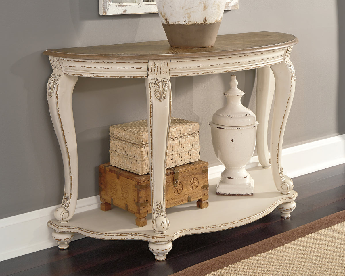 3 Brothers Decor - Ashley Furniture - Realyn Sofa Table - Sofa Table / White/Brown - T743-4