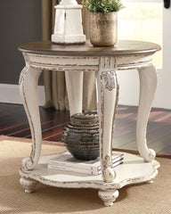3 Brothers Decor - Ashley Furniture - Realyn End Table - Round End Table / White/Brown - T743-6