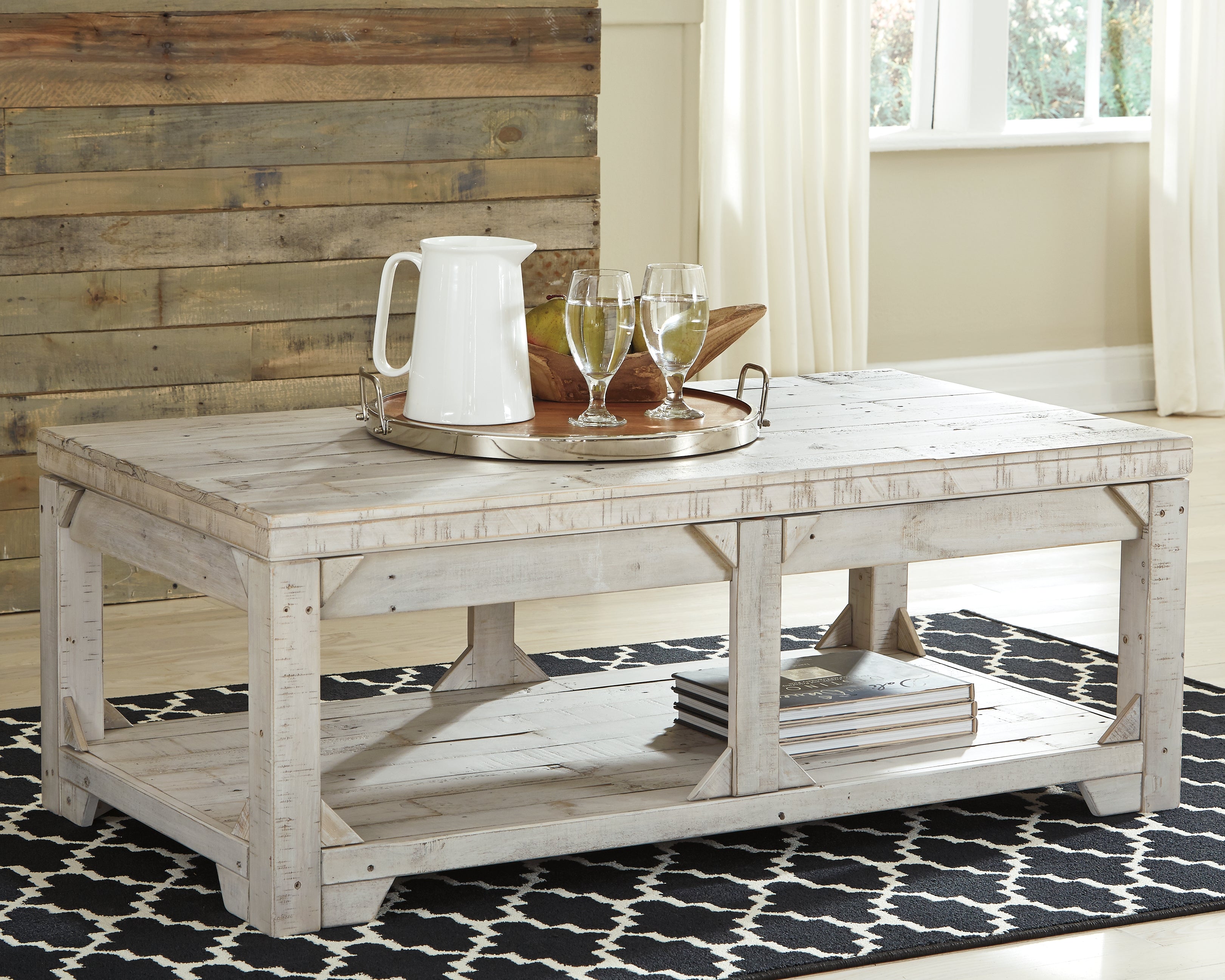 3 Brothers Decor - Ashley Furniture - Fregine Coffee Table with Lift Top - Lift Top Cocktail Table / Whitewash - T755-9