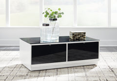 3 Brothers Decor - Ashley Furniture - Gardoni Coffee Table - Rectangular Cocktail Table / White/Black - T756-1