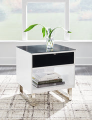 3 Brothers Decor - Ashley Furniture - Gardoni End Table - Rectangular End Table / White/Black - T756-3