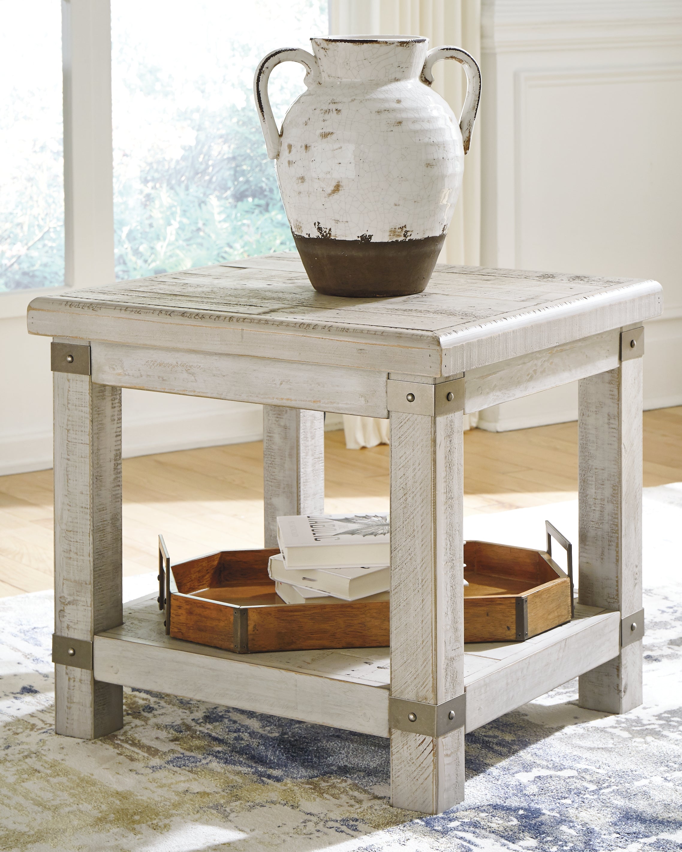 3 Brothers Decor - Ashley Furniture - Carynhurst End Table - Rectangular End Table / White Wash Gray - T757-3