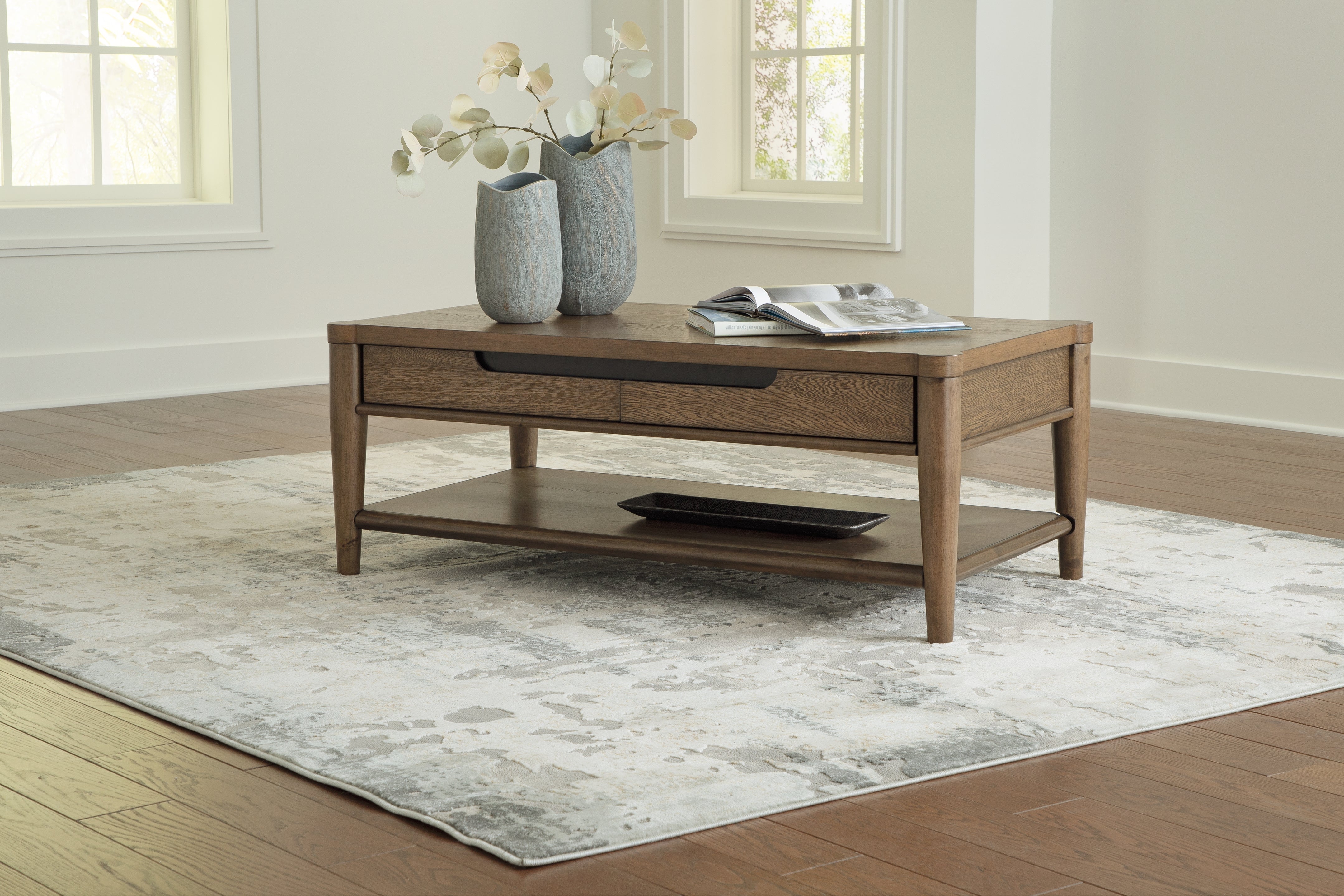 3 Brothers Decor - Ashley Furniture - Roanhowe Coffee Table - Rectangular Cocktail Table / Brown - T769-1
