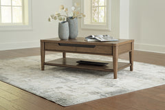3 Brothers Decor - Ashley Furniture - Roanhowe Coffee Table - Rectangular Cocktail Table / Brown - T769-1