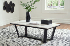 3 Brothers Decor - Ashley Furniture - Fostead Coffee Table - Rectangular Cocktail Table / White/Espresso - T770-1