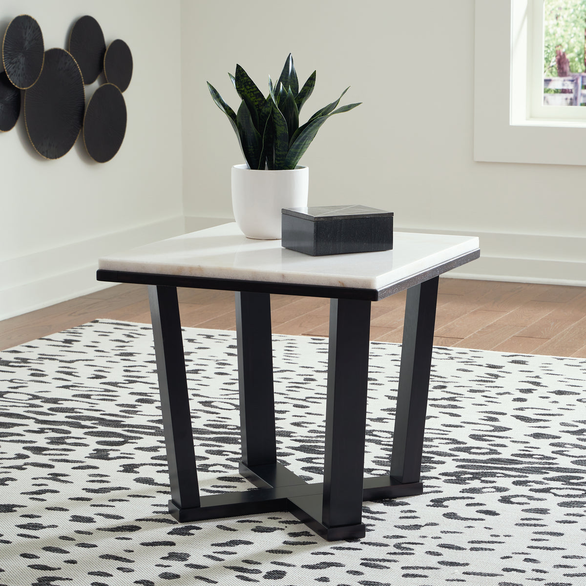 3 Brothers Decor - Ashley Furniture - Fostead End Table - Square End Table / White/Espresso - T770-2