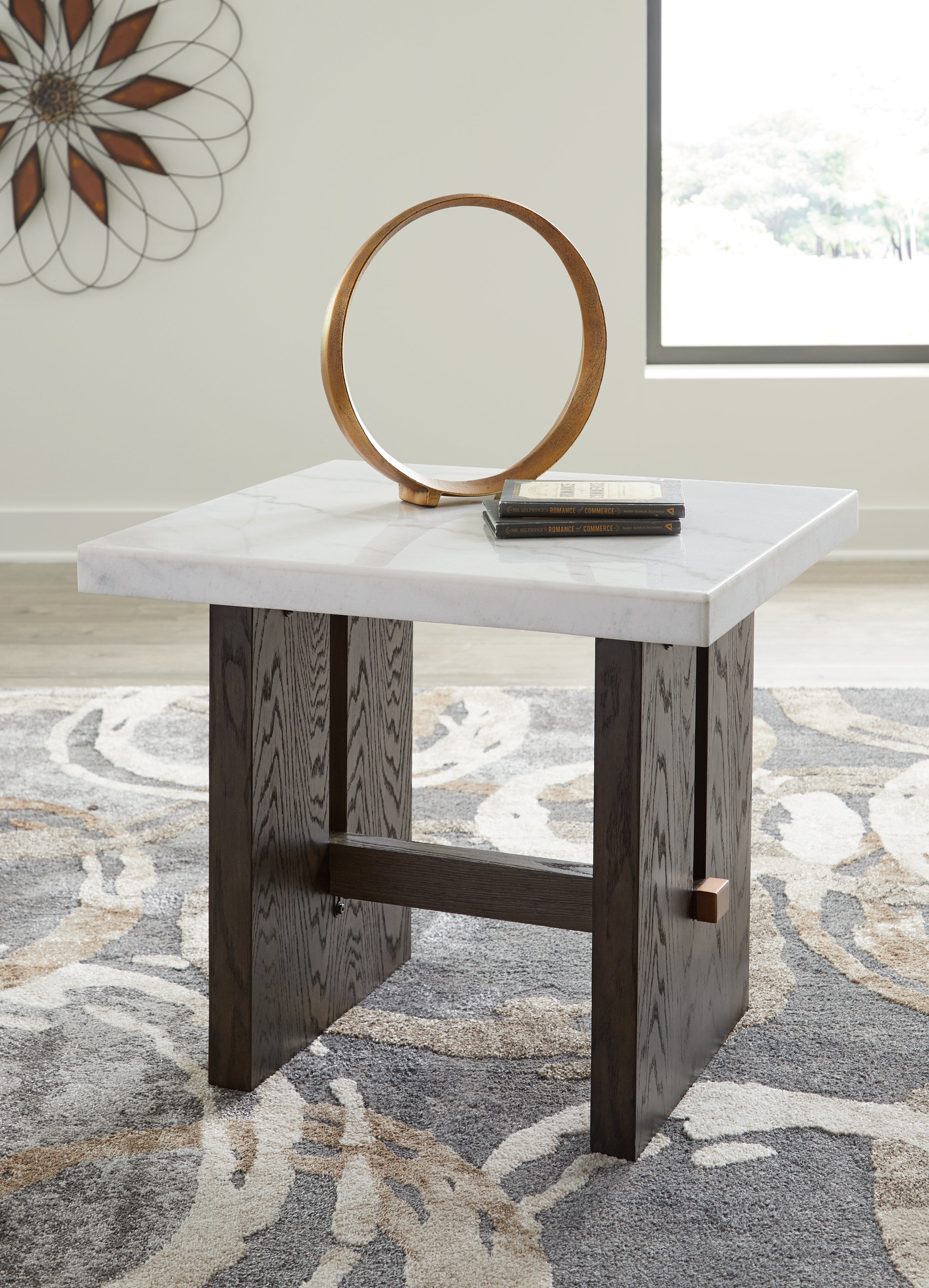 3 Brothers Decor - Ashley Furniture - Burkhaus End Table - Rectangular End Table / White/Dark Brown - T779-3
