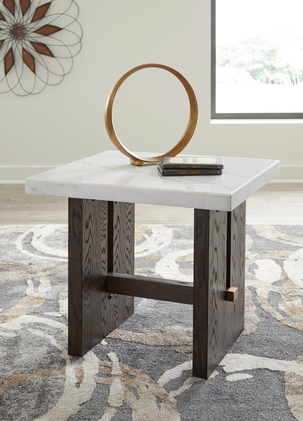 3 Brothers Decor - Ashley Furniture - Burkhaus End Table - Rectangular End Table / White/Dark Brown - T779-3