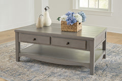 3 Brothers Decor - Ashley Furniture - Charina Coffee Table - Rectangular Cocktail Table / Antique Gray - T784-1