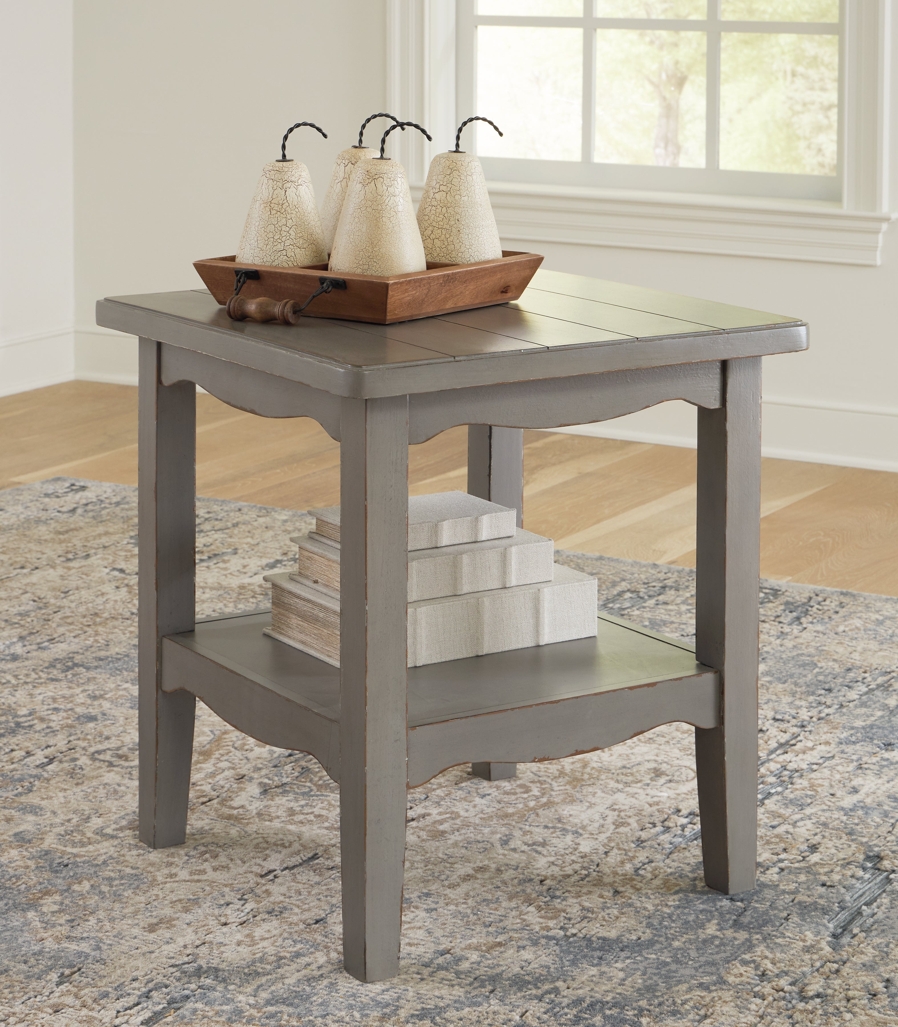3 Brothers Decor - Ashley Furniture - Charina End Table - Square End Table / Antique Gray - T784-2