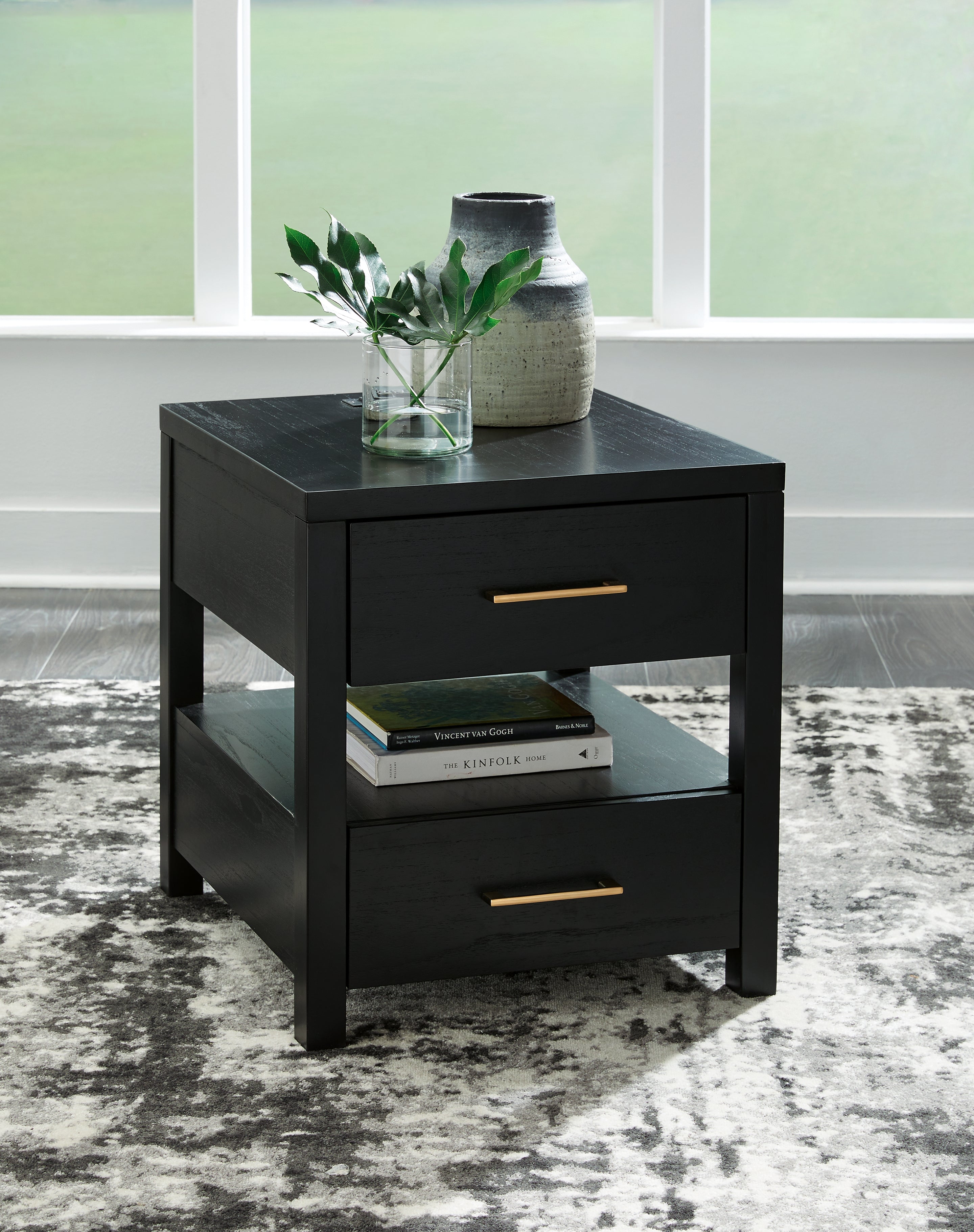3 Brothers Decor - Ashley Furniture - Winbardi End Table - Rectangular End Table / Black - T786-3