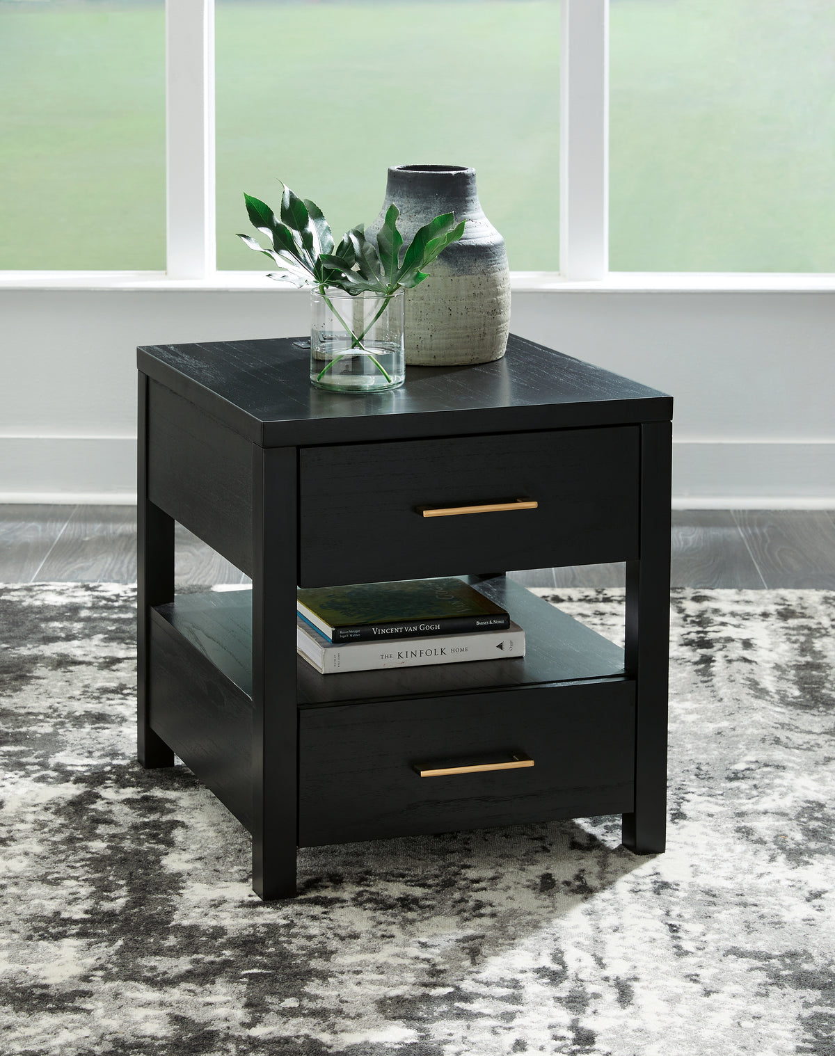 3 Brothers Decor - Ashley Furniture - Winbardi End Table - Rectangular End Table / Black - T786-3