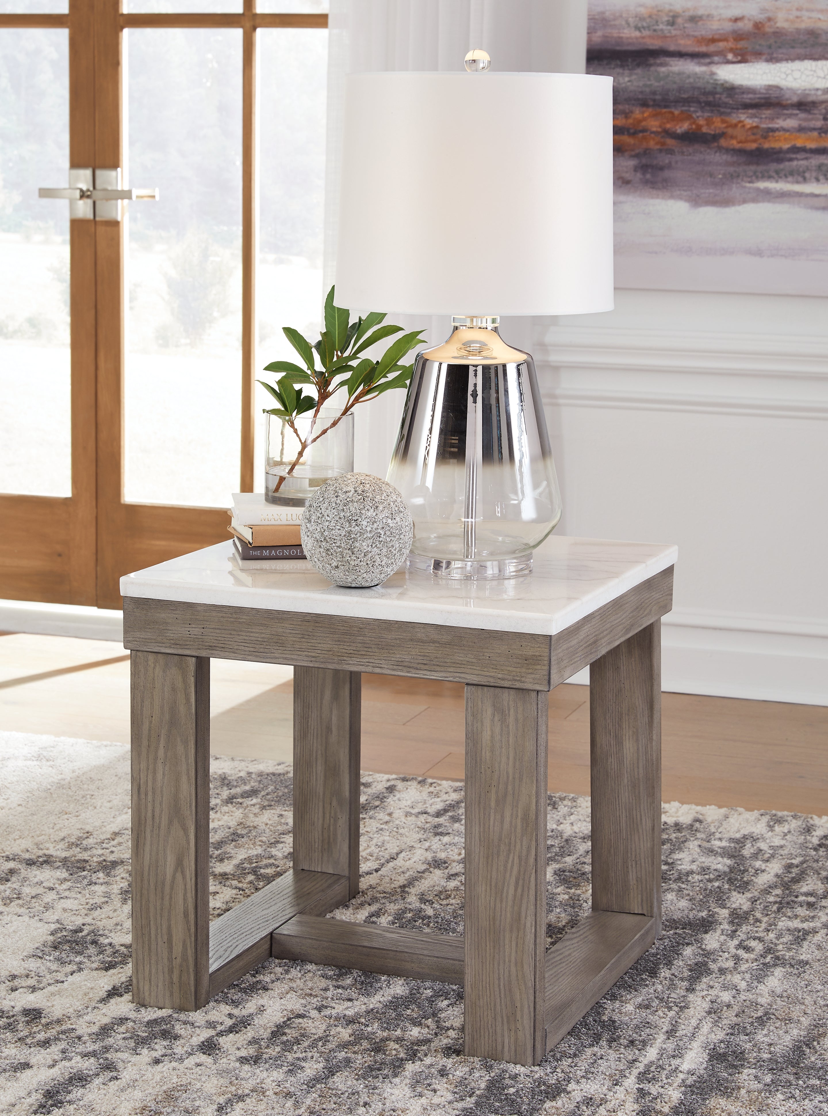 3 Brothers Decor - Ashley Furniture - Loyaska End Table - Square End Table / Brown/Ivory - T789-2