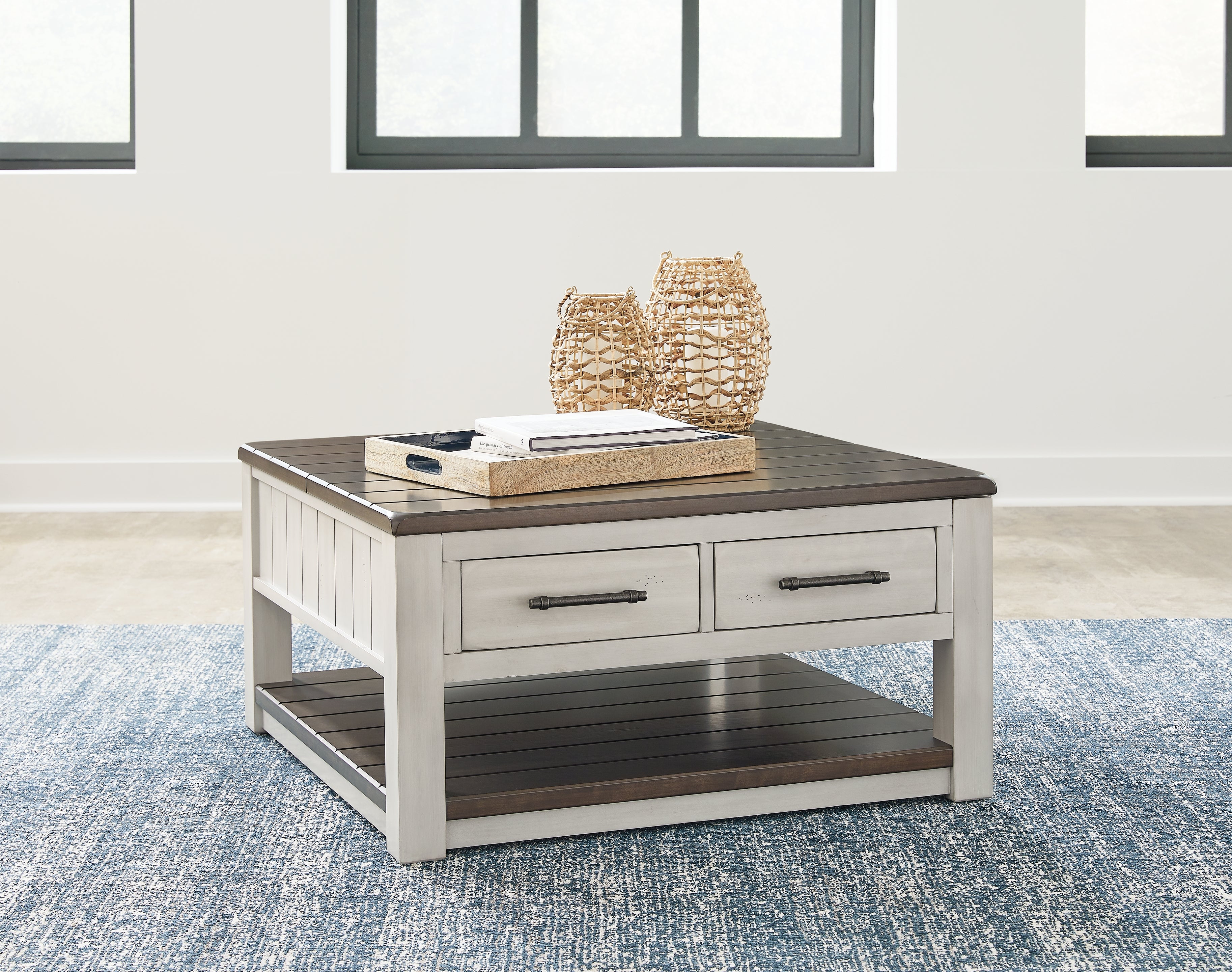 3 Brothers Decor - Ashley Furniture - Darborn Lift-Top Coffee Table - Lift Top Cocktail Table / Gray/Brown - T796-00