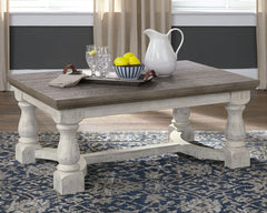 3 Brothers Decor - Ashley Furniture - Havalance Coffee Table - Rectangular Cocktail Table / Gray/White - T814-1