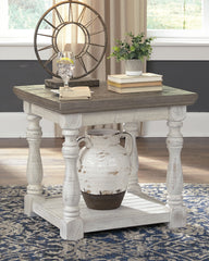 3 Brothers Decor - Ashley Furniture - Havalance End Table - Rectangular End Table / Gray/White - T814-3