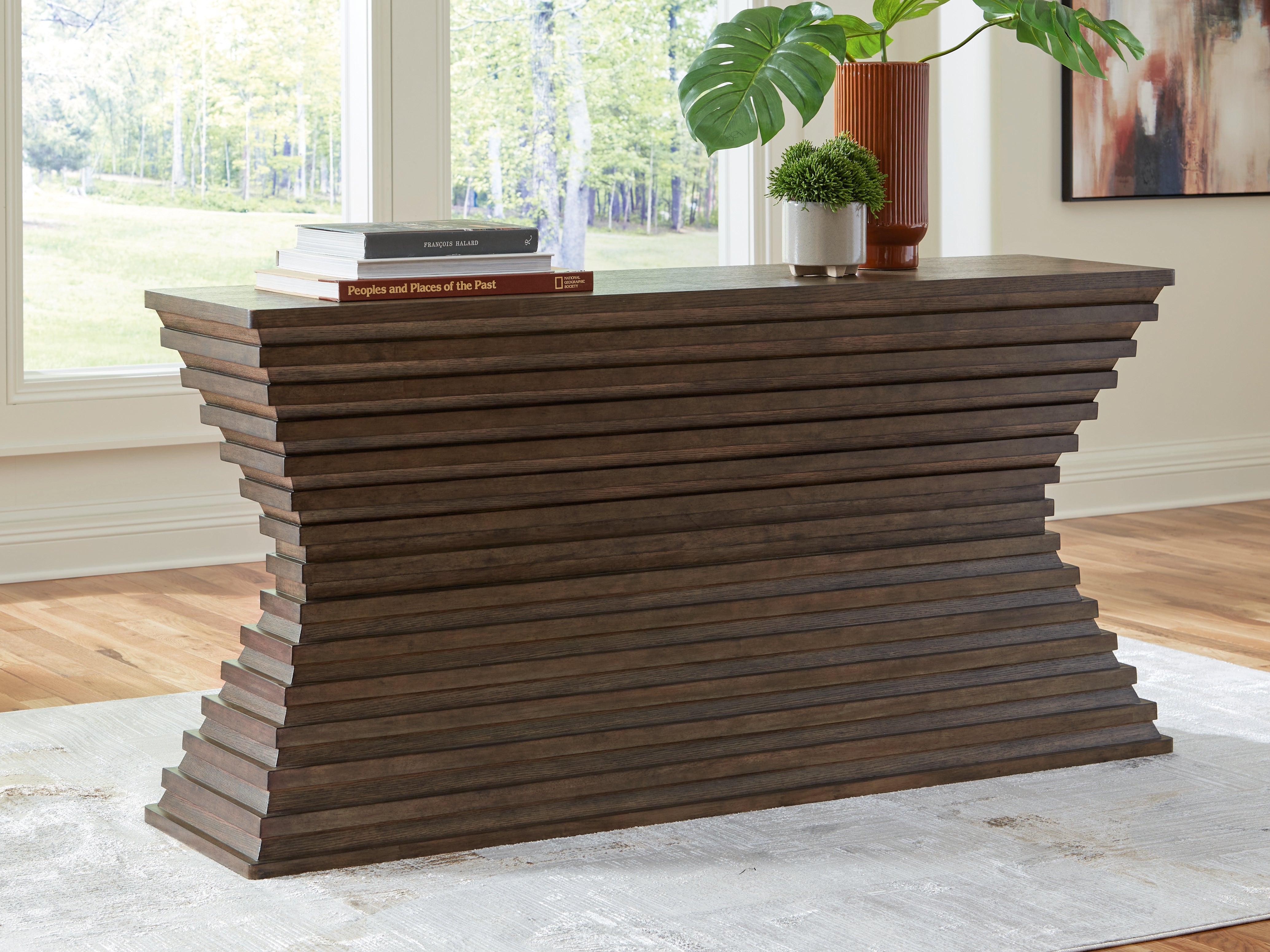 3 Brothers Decor - Ashley Furniture - Hannodream Sofa Table - Sofa Table / Warm Brown - T821-4