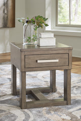 3 Brothers Decor - Ashley Furniture - Loyaska End Table - Rectangular End Table / Grayish Brown/White - T854-3