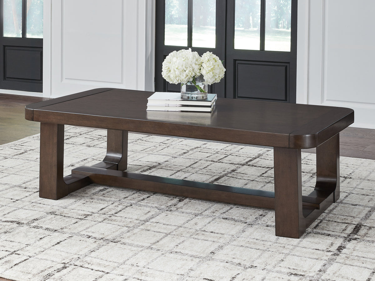 3 Brothers Decor - Ashley Furniture - Breckington Coffee Table - Rectangular Cocktail Table / Dark Brown - T856-1