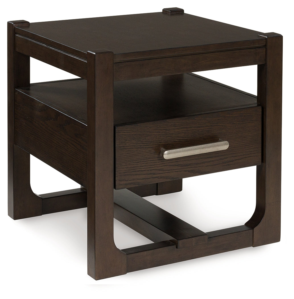 3 Brothers Decor - Ashley Furniture - Breckington End Table - Square End Table / Dark Brown - T856-2