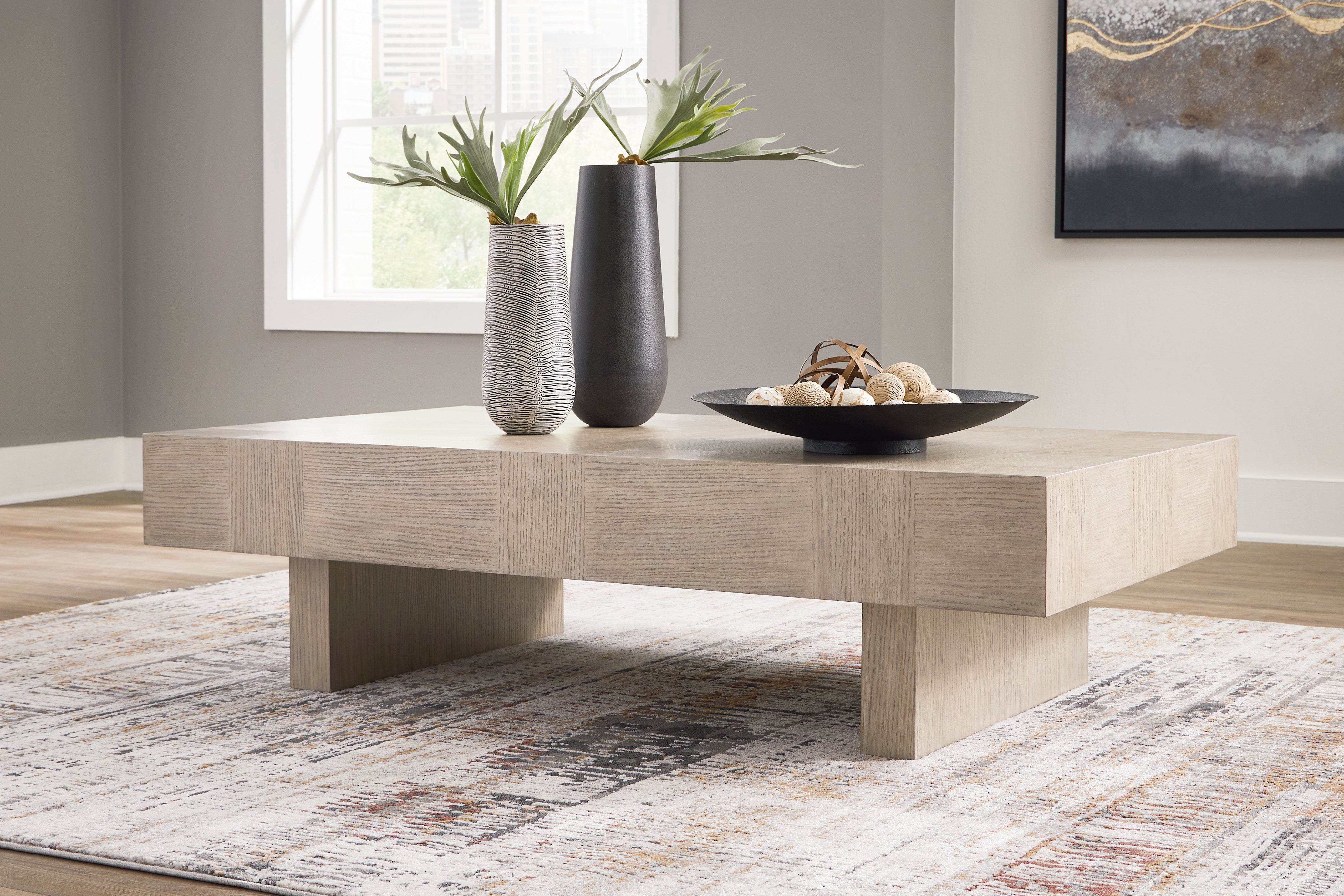 3 Brothers Decor - Ashley Furniture - Jorlaina Coffee Table - Rectangular Cocktail Table / Light Grayish Brown - T922-1