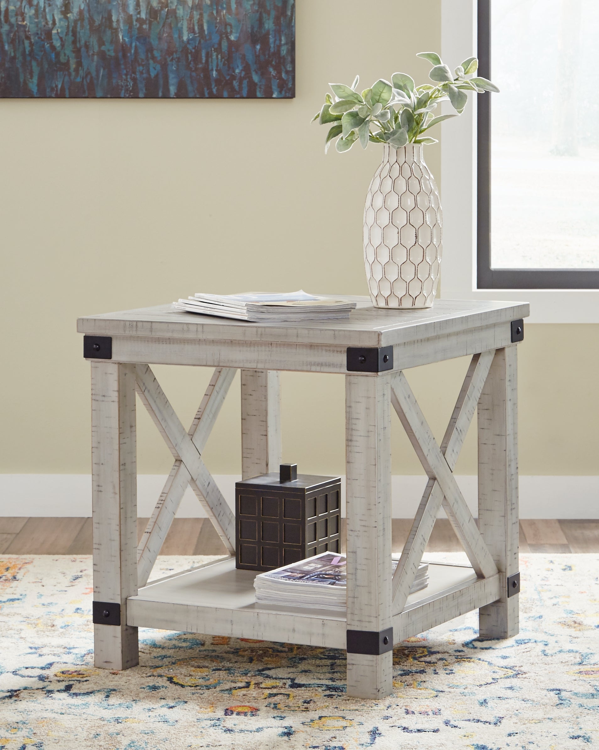 3 Brothers Decor - Ashley Furniture - Carynhurst End Table - Rectangular End Table / Whitewash - T929-3