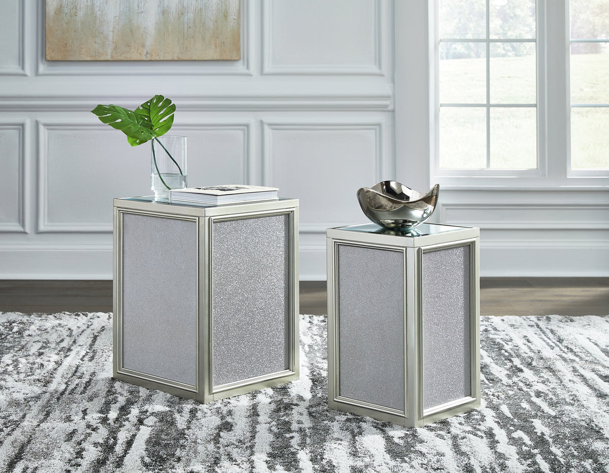 3 Brothers Decor - Ashley Furniture - Traleena Nesting End Table (Set of 2) - Nesting End Tables (Set of 2) / Silver Finish - T957-16