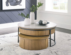 3 Brothers Decor - Ashley Furniture - Fridley Nesting Coffee Table (Set of 2) - Nesting Cocktail Tables (Set of 2) / Gray/Brown/Black - T964-8