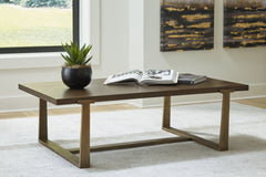 3 Brothers Decor - Ashley Furniture - Balintmore Coffee Table - Rectangular Cocktail Table / Brown/Gold Finish - T967-1